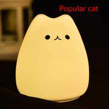 Load image into Gallery viewer, Christmas Gift Light Mini Cute Cartoon Cat Shaped Pat Light Lamp Soft Silicone Nightlight